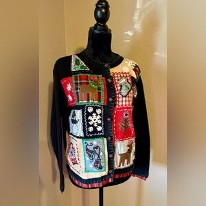 Vintage Christmas cardigan OHI Size Small